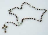 Rosenkranz - Perlmutt Perle & Silber-Braunes Kreuz Rosenkranz - Perlmutt Perle & Silber-Braunes Kreuz